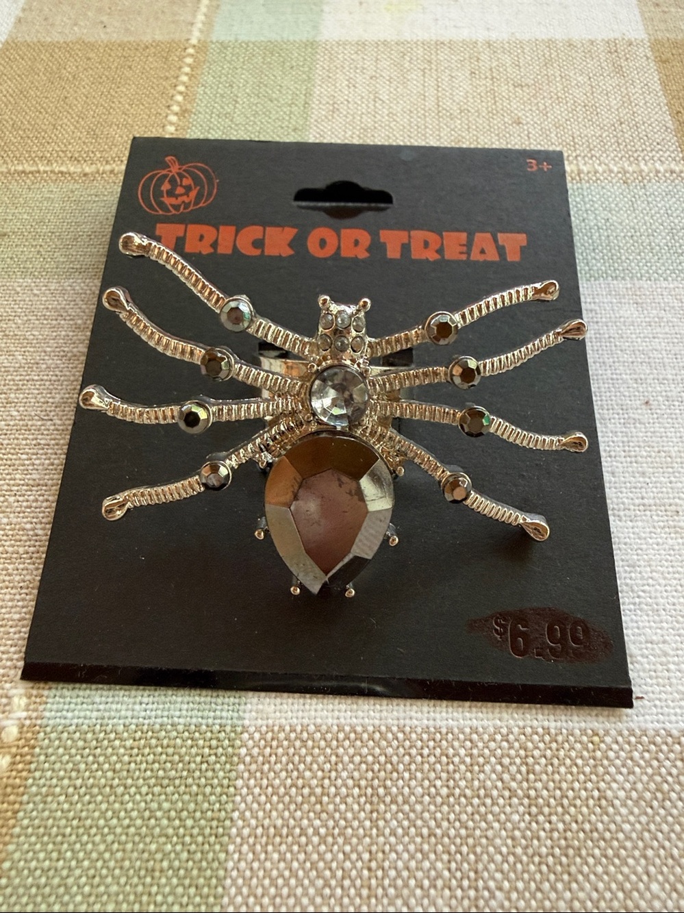 Happy Halloween Spider Ring Adjustable Rhinestones